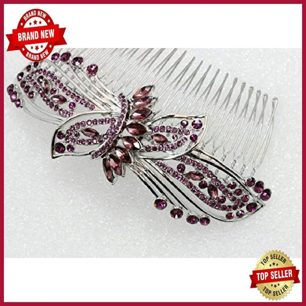 Large Floral Rhinestone Hair Comb for Special Occasions